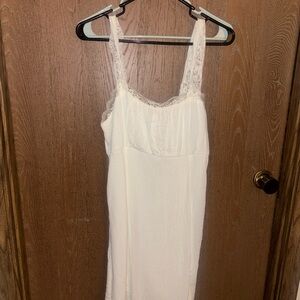 Chic Cream Lace-Trim Mini Dress